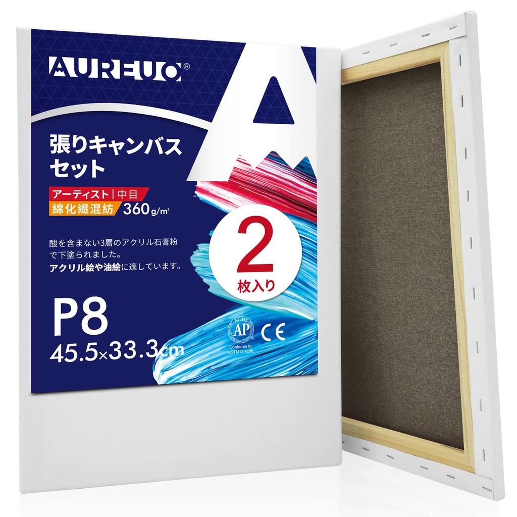 AUREUO Stretched Canvas Set P8 Medium Grain Cotton Synthetic Fiber Blend 2 Pieces Beginner Painting Tools Art Painting Creation Modern Oil Painting