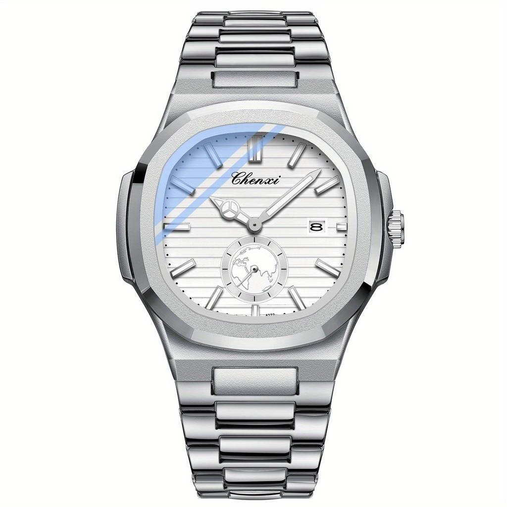 Luxury Brand Business Men's Watches Fashion Blue Dial Auto Date Quartz Wristwatches Men Casual Sports Watches  Erkek Kol Saati