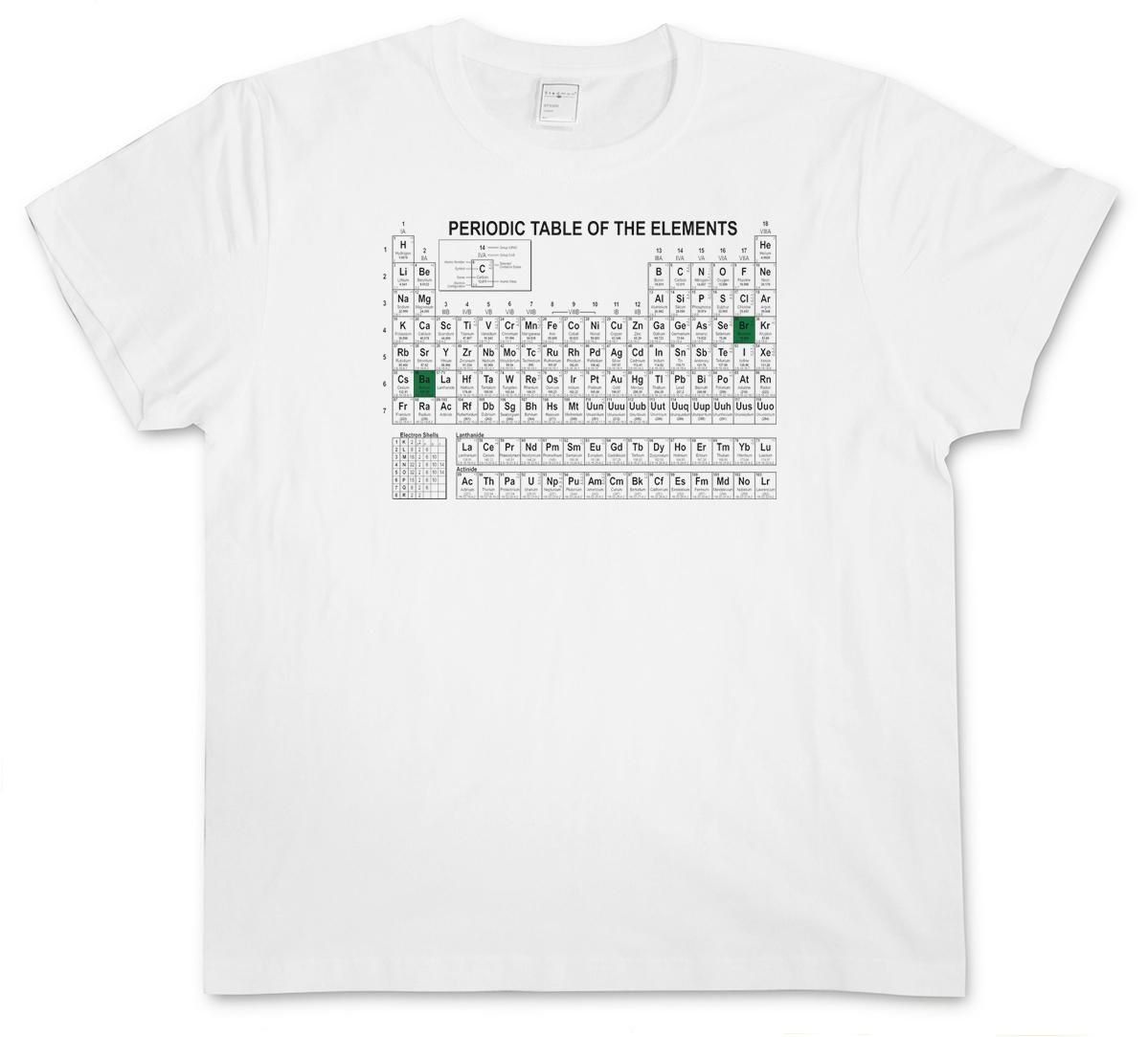 WHITE BR BA PERIODIC TABLE OF THE ELEMENTS T-SHIRT Breaking Heisenberg Bad M