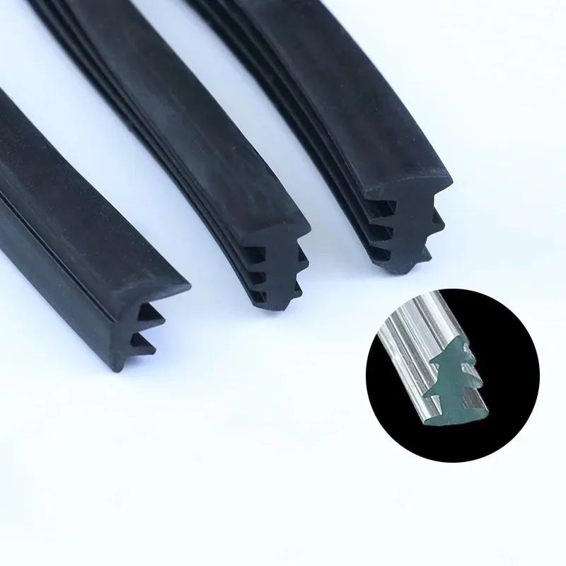 1/3/5/10M Door And Window Sealing Strip Aluminum Windproof Alloy Fixed Glass Gap Three T Type Fill The Card Slot Rubber Strips