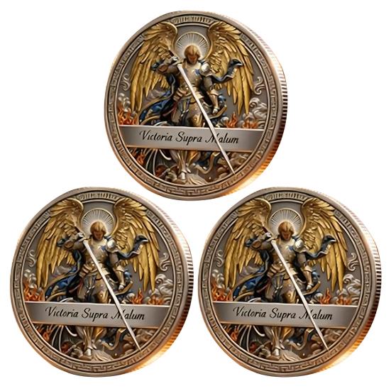 1/2/3 Peças Moeda Colecionável de Arcanjo Dupla Face Escultura em Metal St. Moeda de Lembrança de São Miguel Token Desafio da Fé Cristã Decoração Presente Religioso