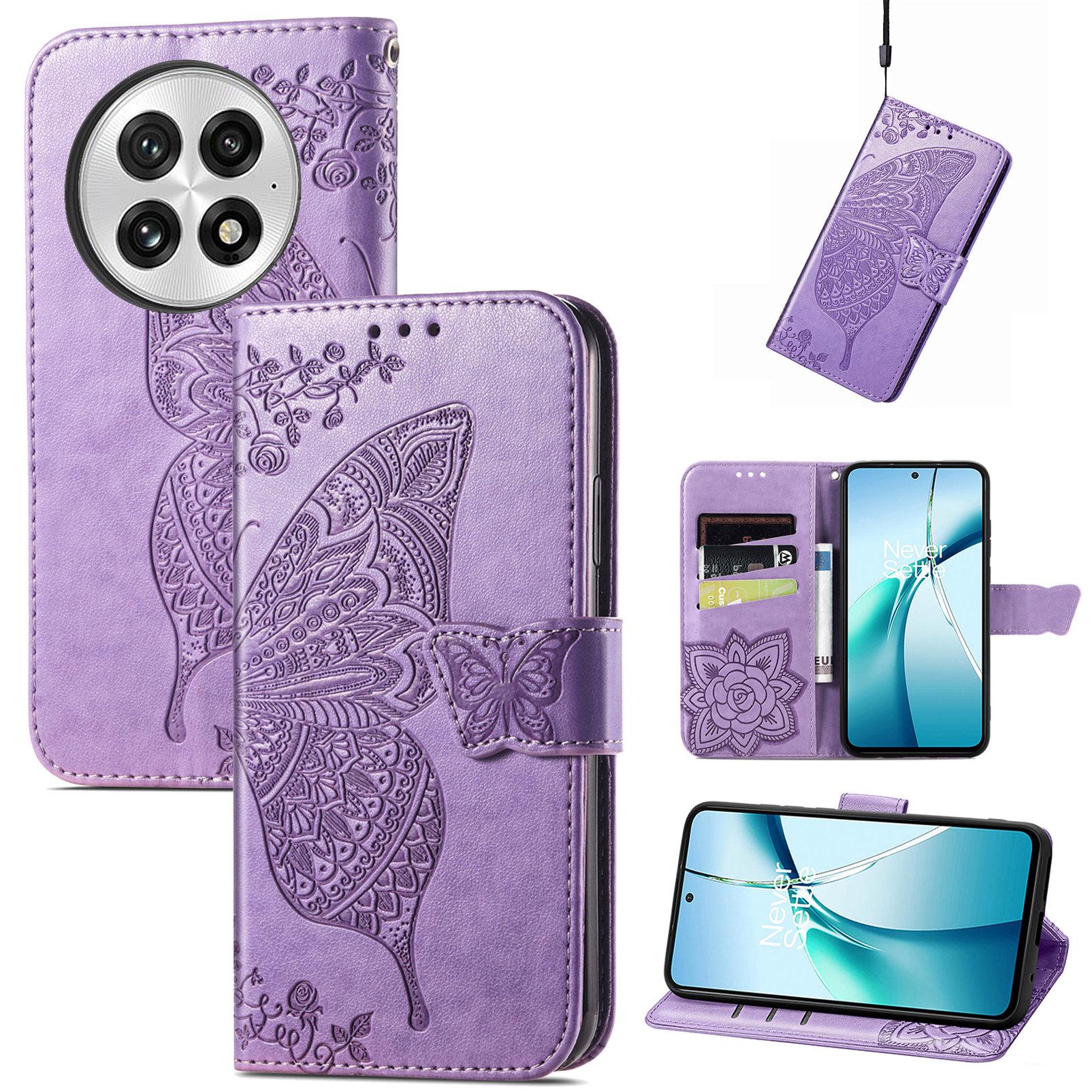 

For OnePlus 13 Case with Strap Butterfly Pattern PU Leather Wallet Phone Cover G