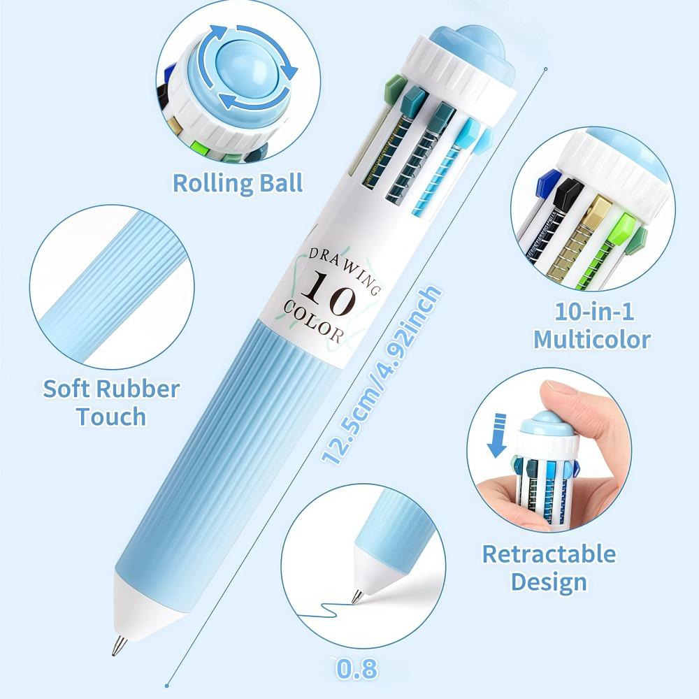 Macaron 10 in 1 Colored Ballpoint Pens 28/60 Colors 0.8mm Smooth Writing Drawing Retractable Ballpoint Pen for School Party Gift