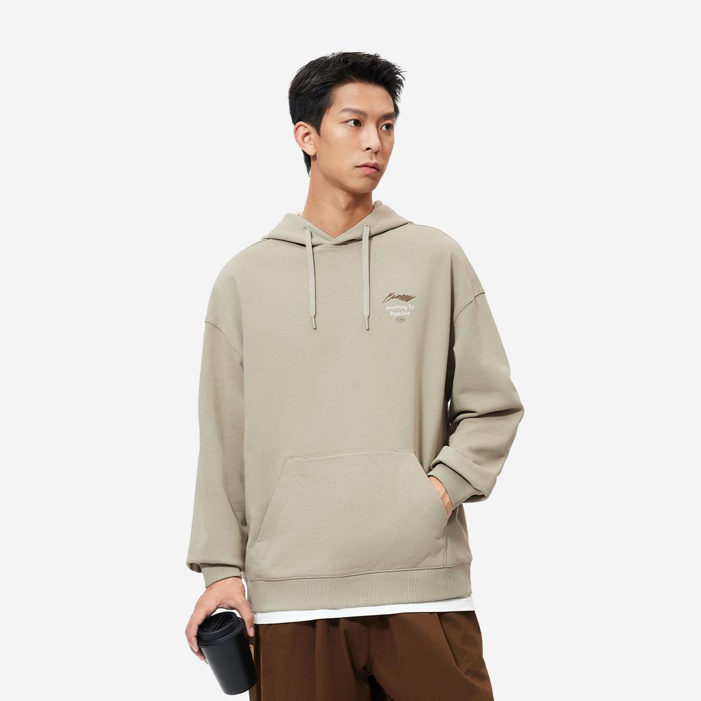 Li Ning Sports Lifestyle Series Lettered Hooded Comfortable Breathable Versatile Casual Sweatshirt Men Sweatshirt Dark-Green AWDUA39-2