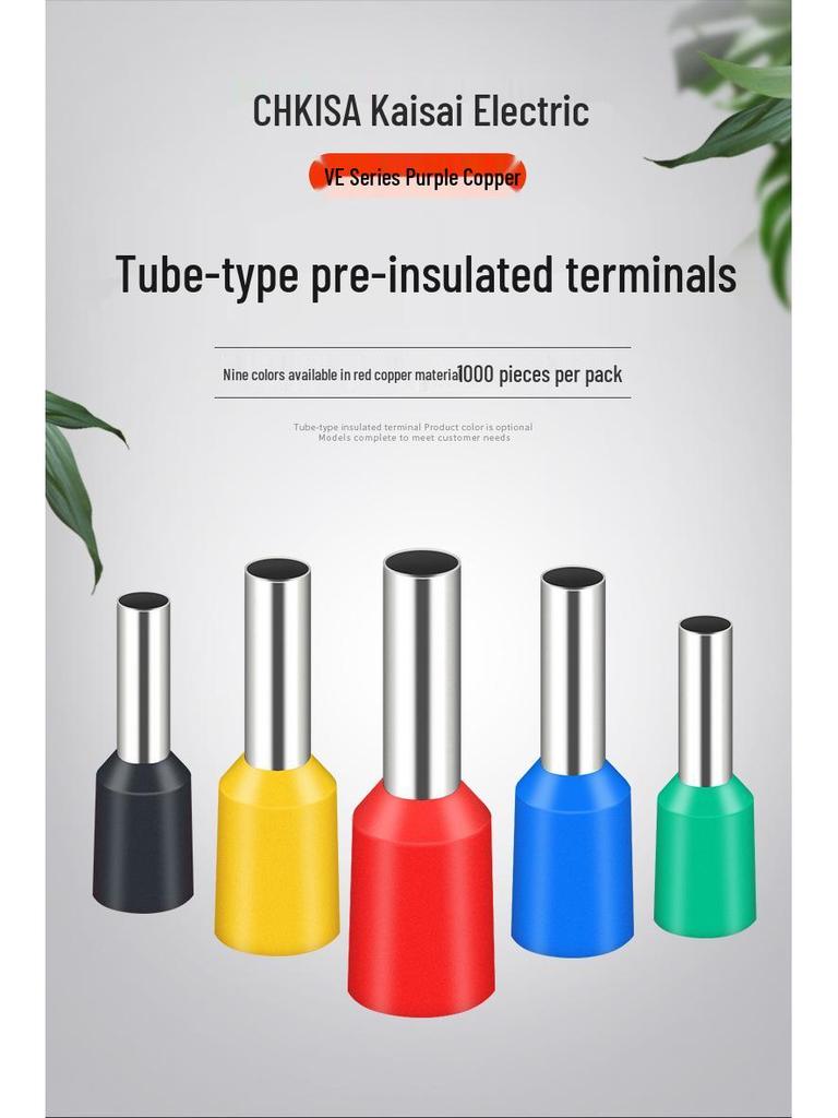 Cold-Pressed Wire Tube Terminals VE0508, 7508, 1008, 1508, 2508, 4009, 6012 Specifications