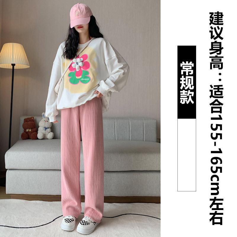 Mai Sui European Cotton Lint Narrow Version Wide-leg Pants Women's Autumn and Winter Velvet High Waist Loose Straight Casual Pants