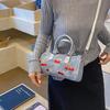 Cherry Print Cylindrical Handbag - Women's Fresh Versatile Shoulder Bag