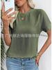2026 European & American Women's Summer Casual Solid Color Round Neck Short Sleeve Loose T-shirt