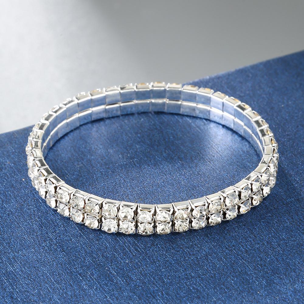Hot Stretch Bracelet Fashionable Full Diamond Single Row Bracelet Bride Diamond Set Multi Row Diamond Flash Diamond Chain