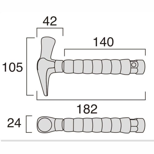 Fujiya HT17P-185 185mm Penetrating Pocket Hammer (Fully Threaded) - Compact Enough To Fit In a Pocket