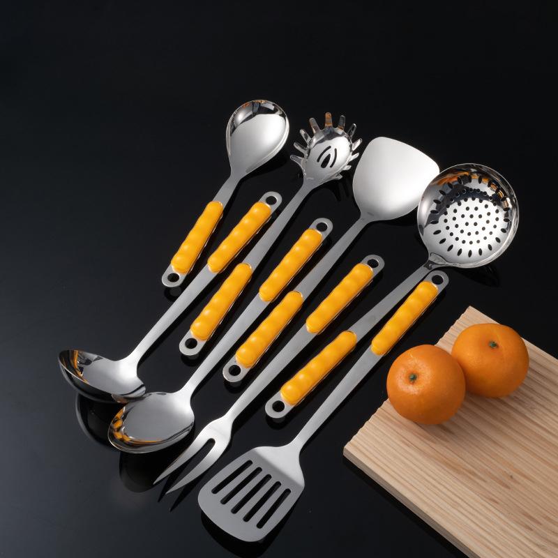 HANYANG Stainless Steel Kitchenware Set Colourful Handle Thickened Stir-Fry Spatula Insulated Cooking Spatula Spatula Spatula Fishing Noodle Spoon