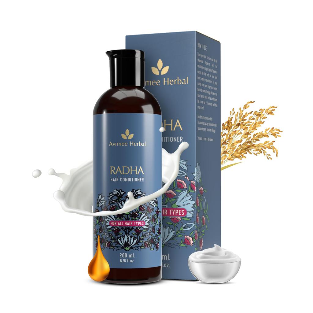 AVIMEE HERBAL Radha Hair Conditioner For All Hair Type | Repairs Damaged Hair | With Keratin Protein, Rice Protein, Apple Cider Vinegar & Aloe Vera