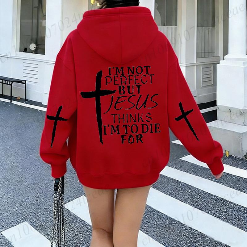 New Women Tracksuit Clothing Casual Sweatshirts Outdoors Sportswear I'm Not Perfect But Jesus Print Women's Hooded Hoodies