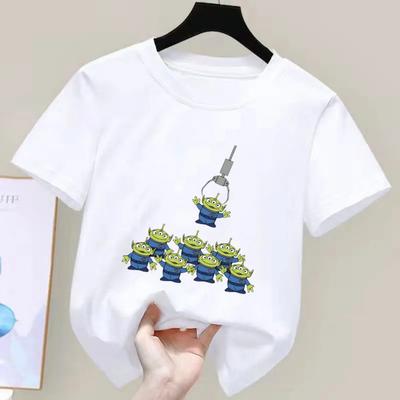 Summer Kids Disney Toy Story Aliens T-Shirt Daily Leisure and Theme Activities Wear Unisex Cotton Short Sleeve