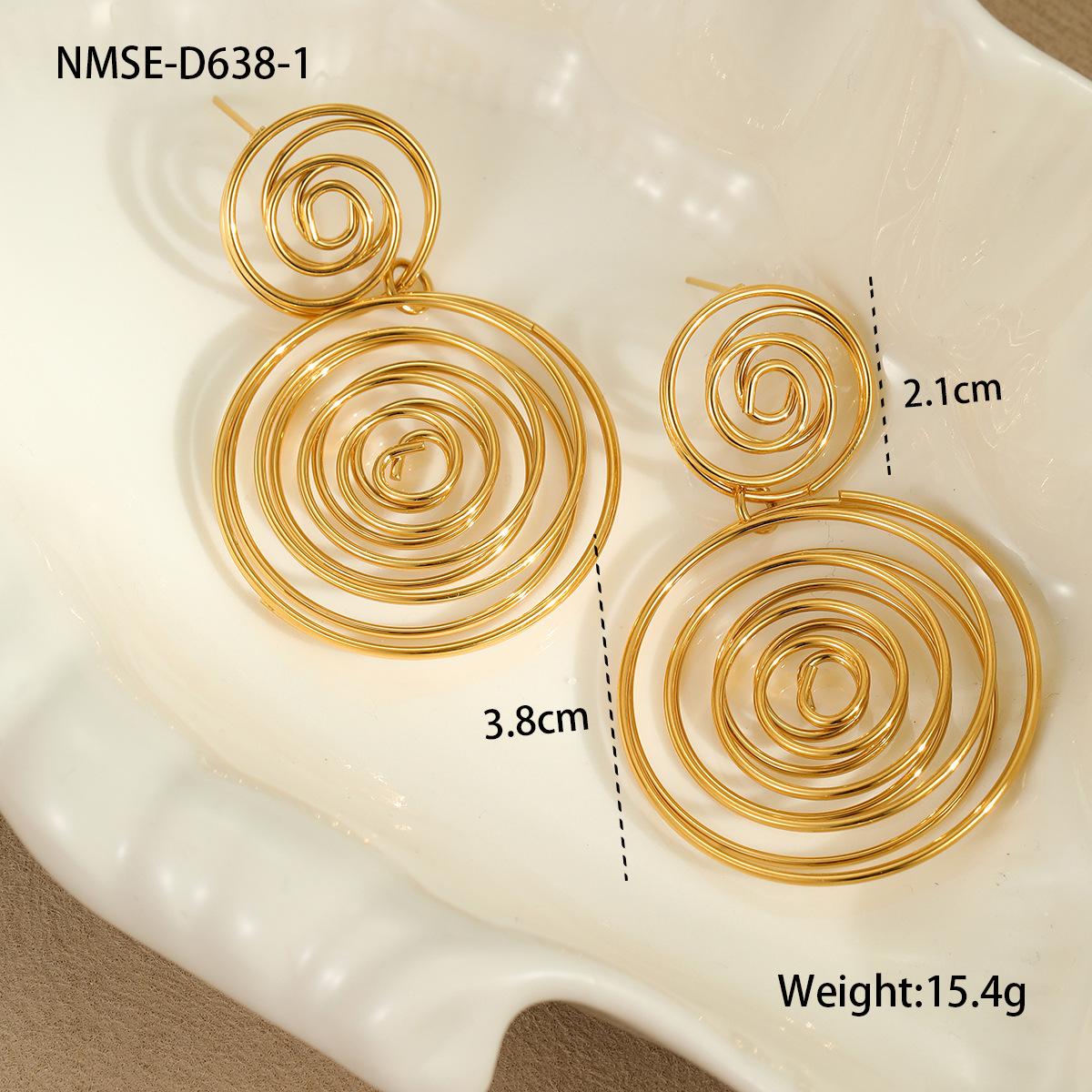 GEMCHIC Women s Gold Plated Stainless Steel Geometric Spiral Earrings Statement Drop Jewelry 18K