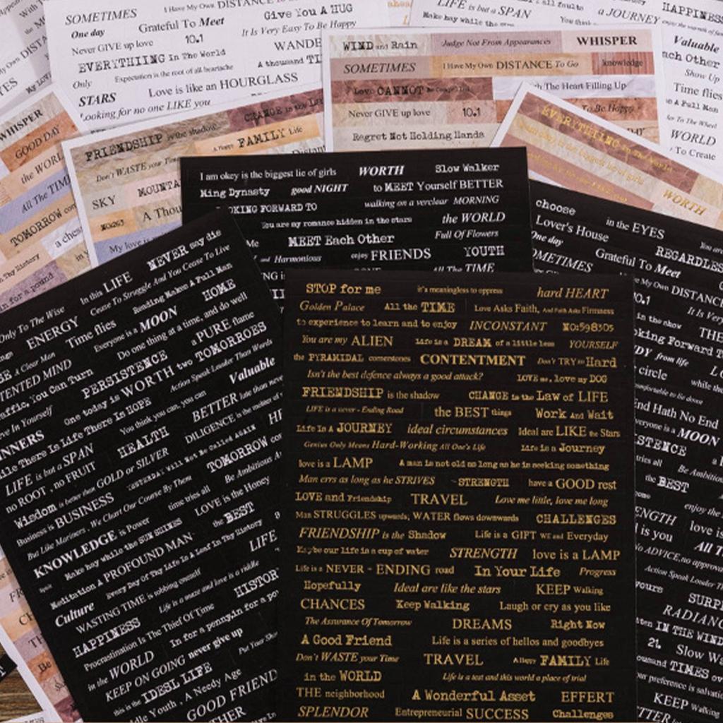 4 Sheets Words Phrases Stickers Gold Foil Small Talk Stickers Quote Stickers Vintage Scrapbook
