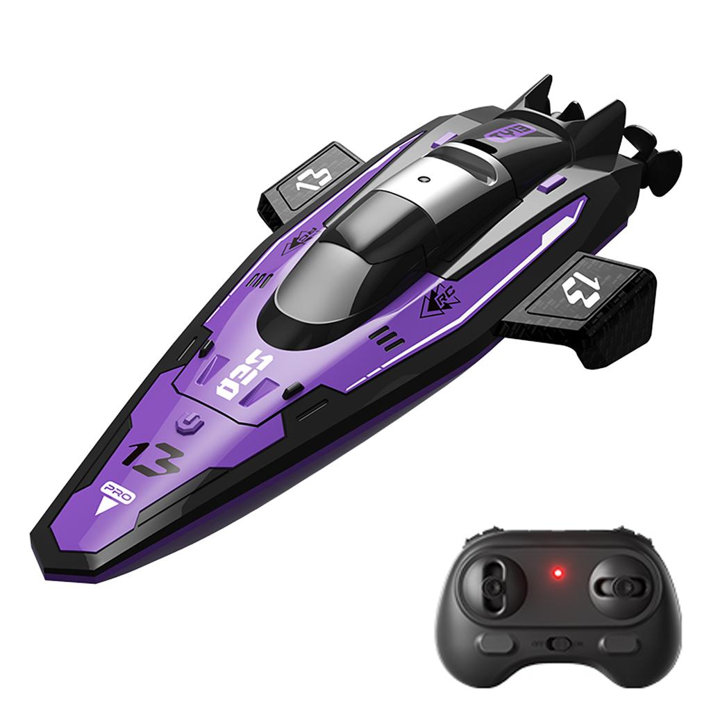 Remote Control Boat, 2.4Ghz Waterproof Rechargeable Speed Boat for Pools and Lakes, Mini Stunt Boat Toys for Kids