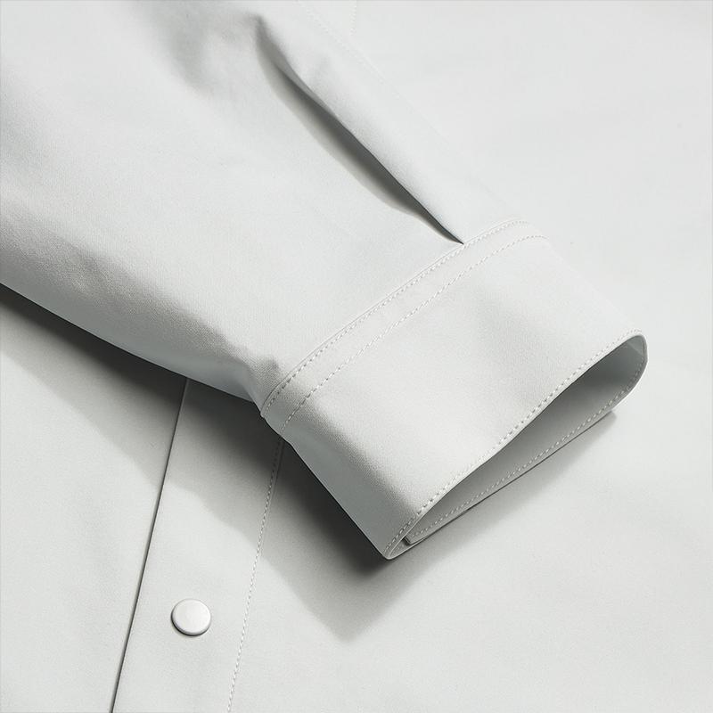 FILA Milano Series Fashion Simple Classic Basic Solid Color Casual Versatile Comfortable Woven Long Sleeve Shirt Men shirts Void-Gray F11M615410FGY