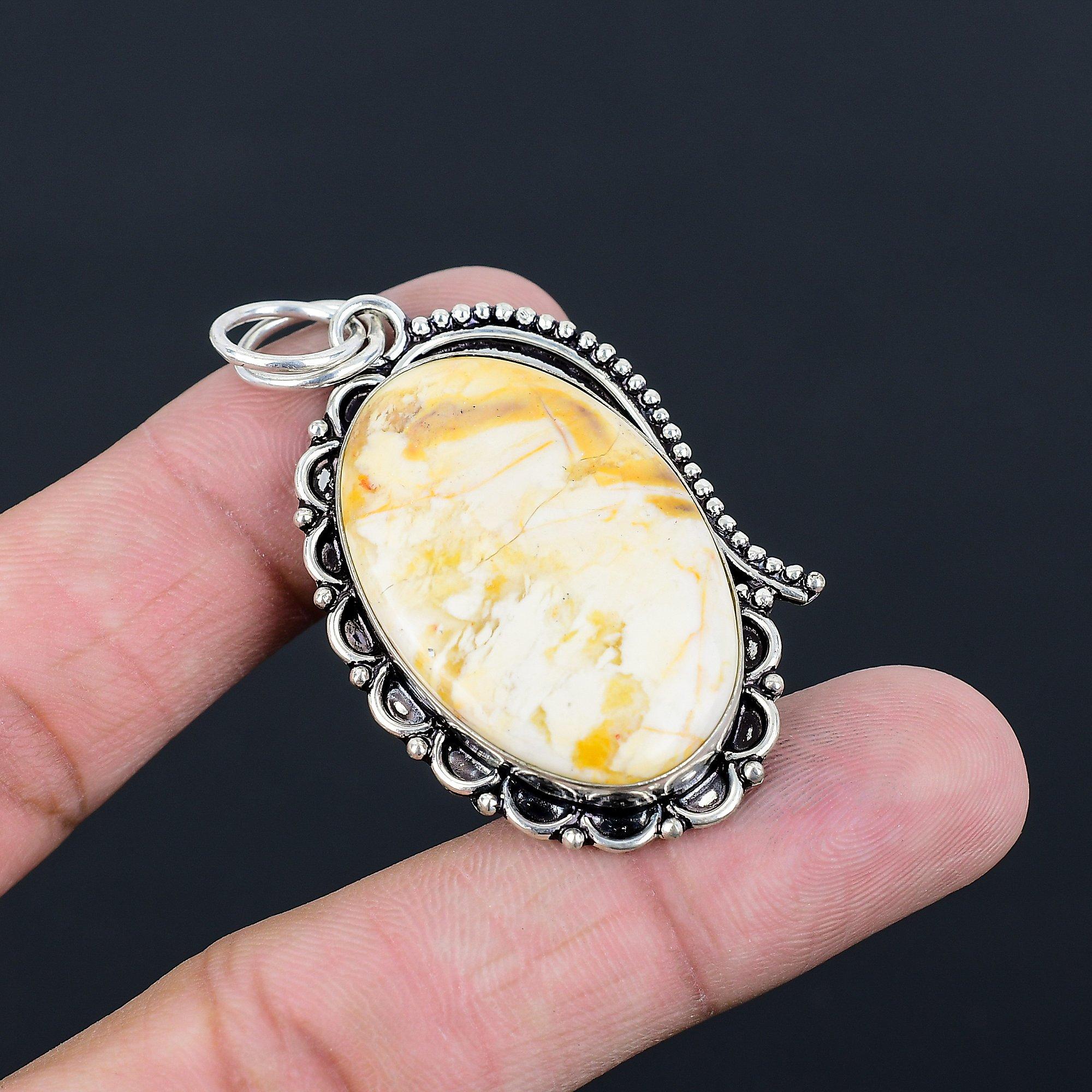 Oval Brecciated Mookaite Stone 925 Silver Bezel Anniversary Birthday New Pendant