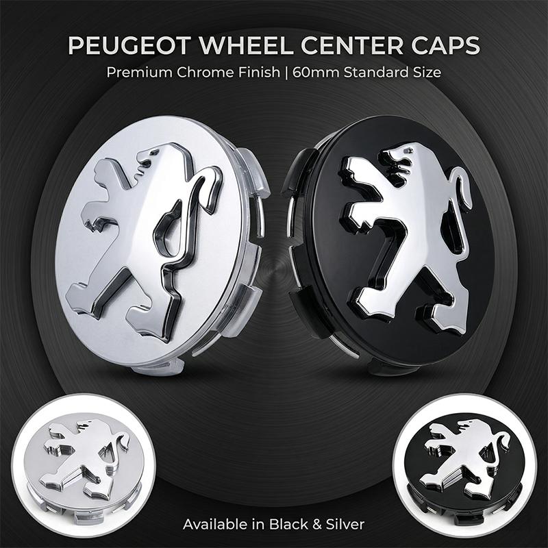 60mm Waterproof Anti-scratch Wheel Hub Wheel Covers Wheel Center Hub Caps for Peugeot 3008 2008 206 207 307 308 408 508 RCZ 208