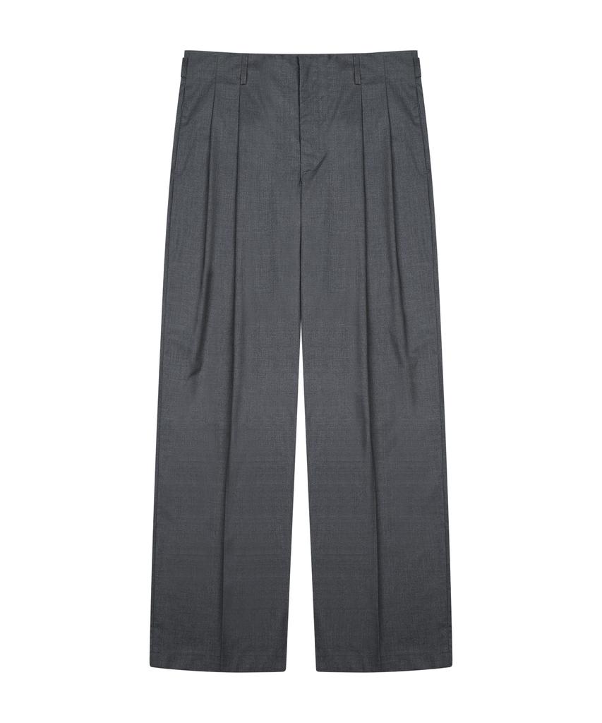 PRAIRIE Essential Double-Pleat Wide Slacks (Gray)