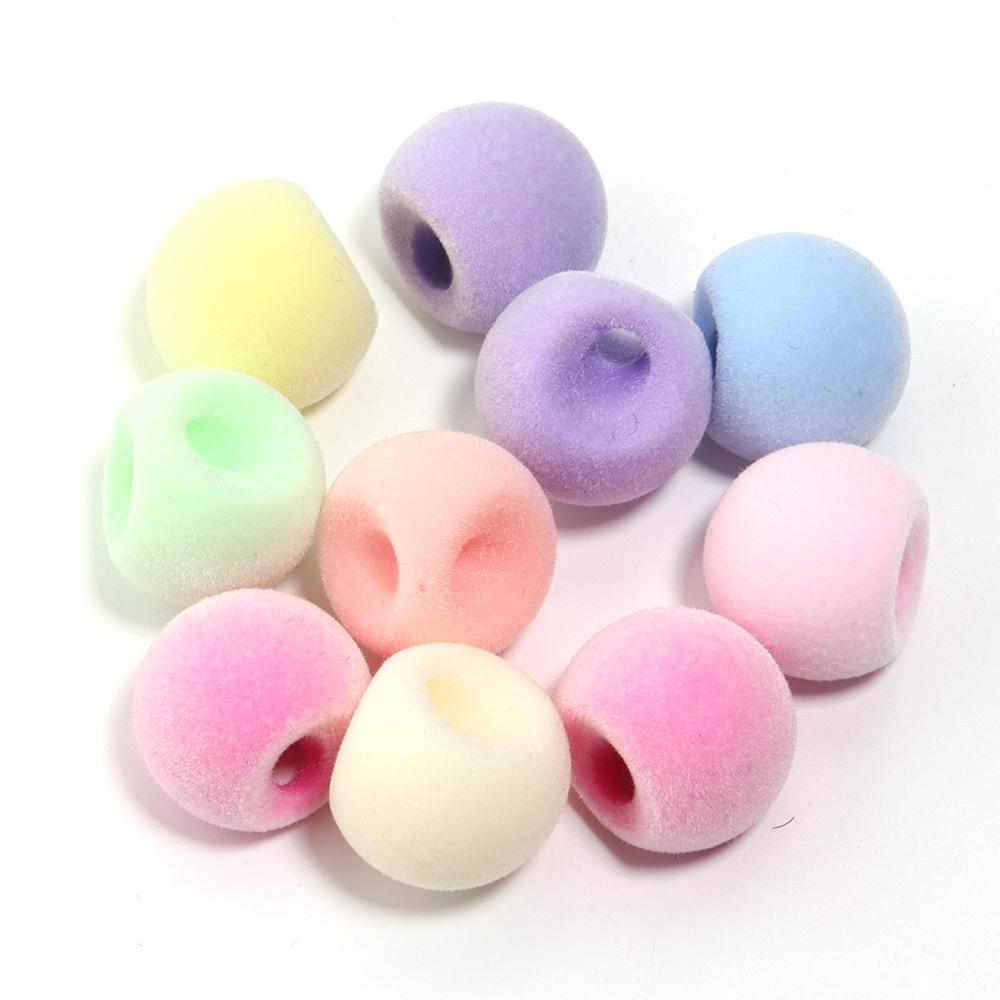 10 Stück Beflockte Acrylperlen Mischfarbe Mehrere Stile Spacer Anhänger Perle für Schmuckherstellung DIY Halskette Ohrringe Haarschmuck