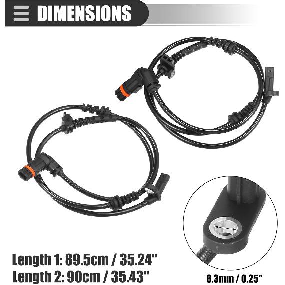Motoforti Front Left Right ABS Sensor, Wheel Speed Sensor, for Mercedes-Benz CL500 2007-2008, Plastic, No.2215401417, Black, 2pcs