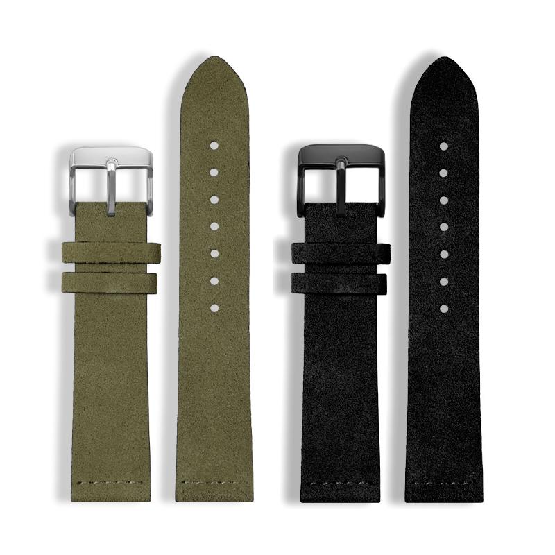 Genuine Leather Suede Watch Strap Retro Watchband 16mm 18mm 20mm 22mm Gray Black Brown Army Green Watch Accessories