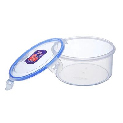 1 Pcs 1500ml Round Rectangle Food Grade Plastic Refrigerator Crisper Four Sided  Sealed Buckle Lunch Box Food Storage Container