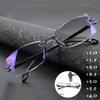 Men Women Rimless Reading Glasses Bifocal Far Near Anti Blue Light Magnification Glasses