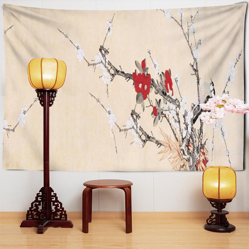 Chinese Ancient Style Story Mural Tapestry Wall Hanging Landscape Flower And Bird Painting Bohemian Style Home Decor