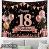 2D Flat - 2D Flat - 2D Flat Print 1pc Tapestry 18Th Birthday Party Wall Hanging Pink Golden Balloon Confetti Decor Tapestry for Nursery Kids Room Deco