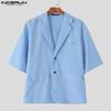 INCERUN Two Piece Suit Men Short Sleeve Shirts Zip-up Half Pants Outfits Sets