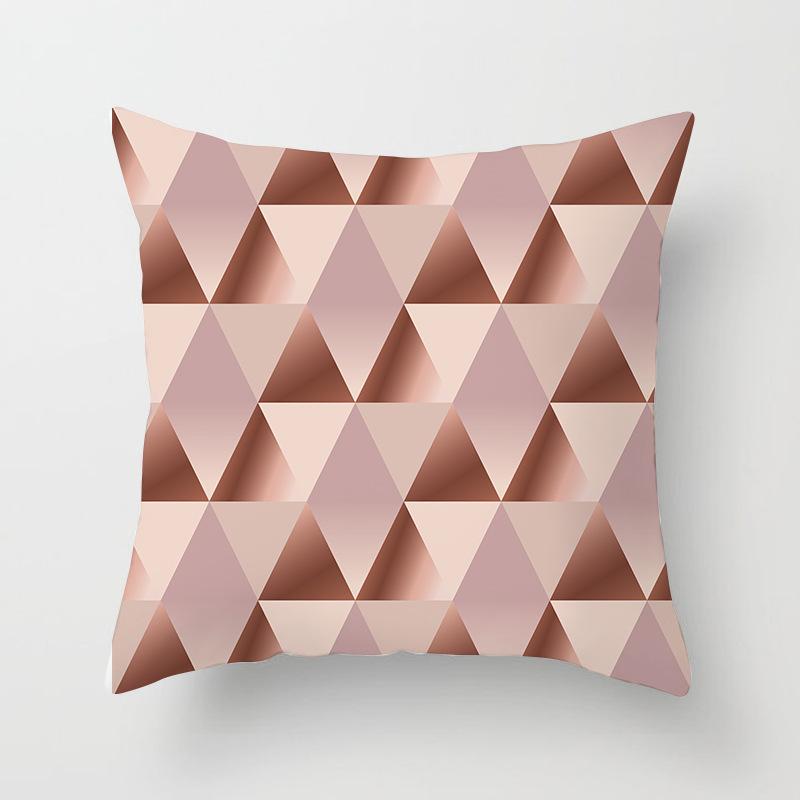 New Pink Geometric Ultra-short Velvet Pillow Case Home Sofa Cushion Pillow