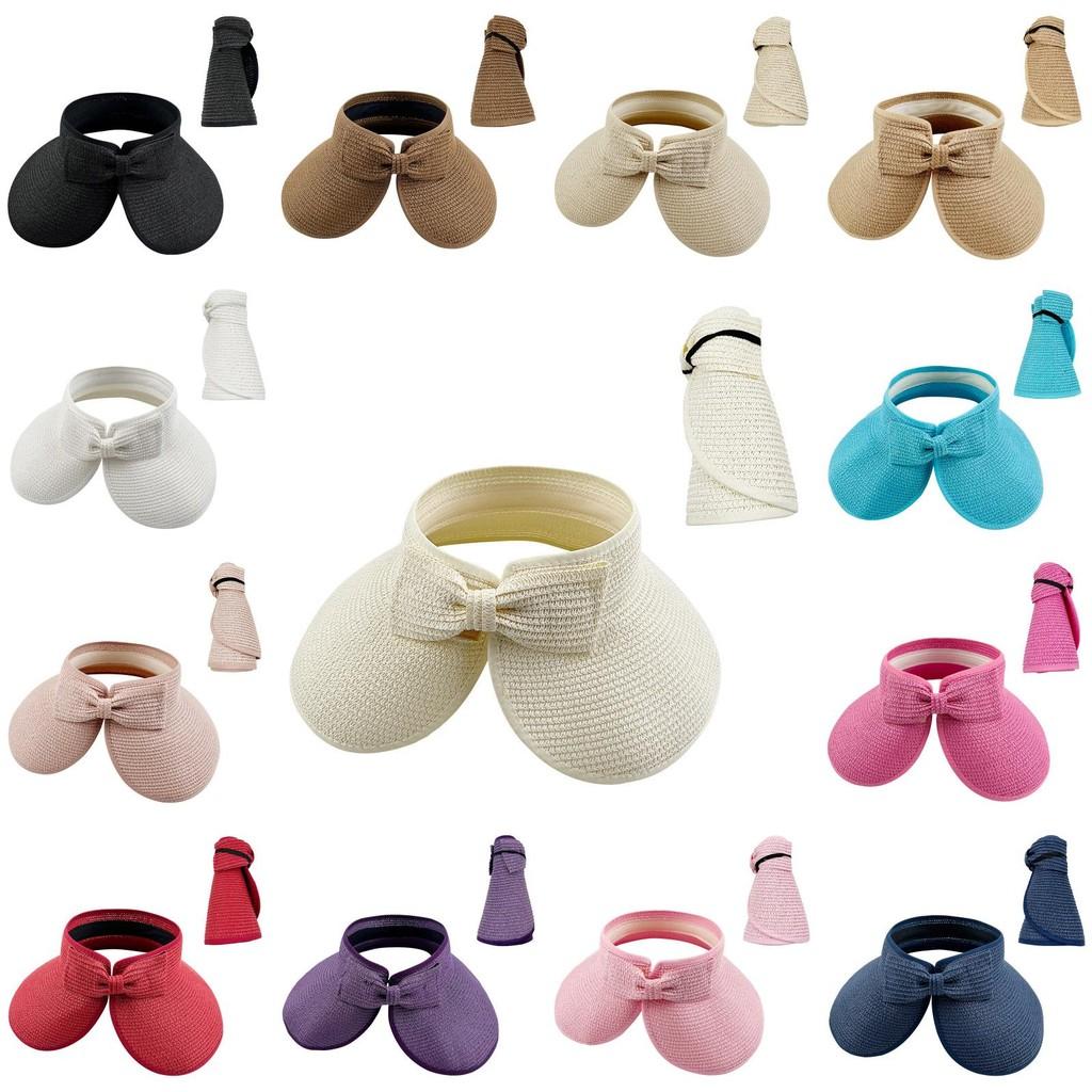 Sun Straw Summer Hat With Bow Decoration And Foldable Design For Outdoor Daily