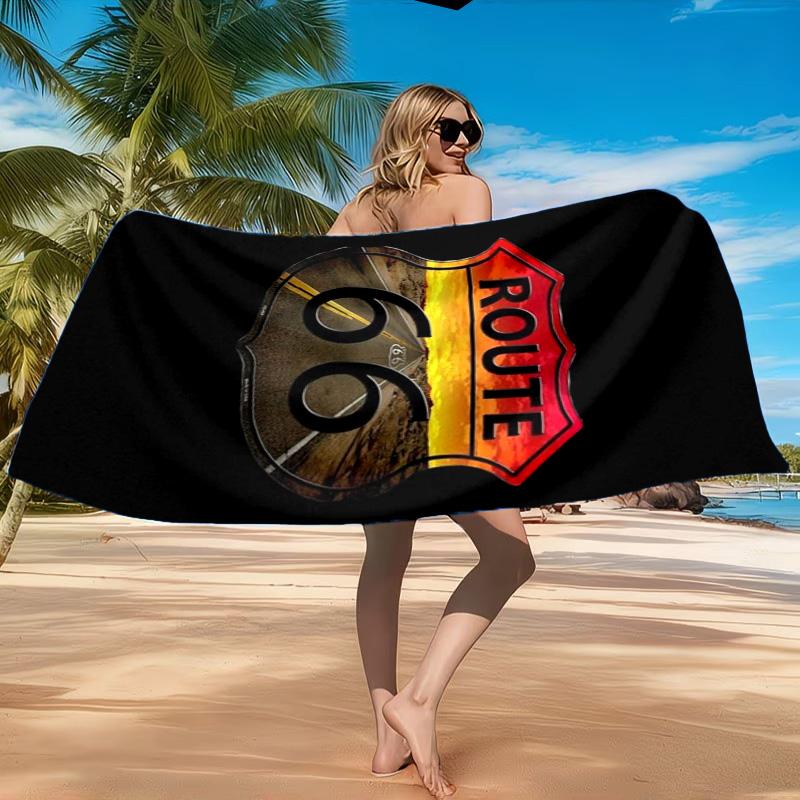 Route 66 Beach Towel, Quick-drying, Easy To Care For, Suitable for Both Fitness and Beach Vacations,Sports Essential