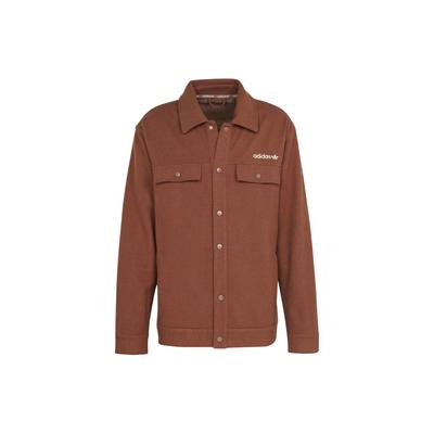 Originals Premium Overshirt Solid Logo Loose Long Sleeve Jacket Men Jacket Brown IS2044