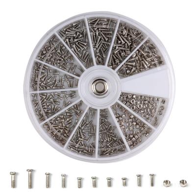 600pcs/set Stainless Steel Screw Set 12 Kinds of Screws Nuts Assortment Kit for Watch Glassess