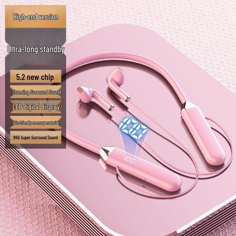 Hanging Neck Bluetooth Sports Earphones with Long Battery Life & Digital Display