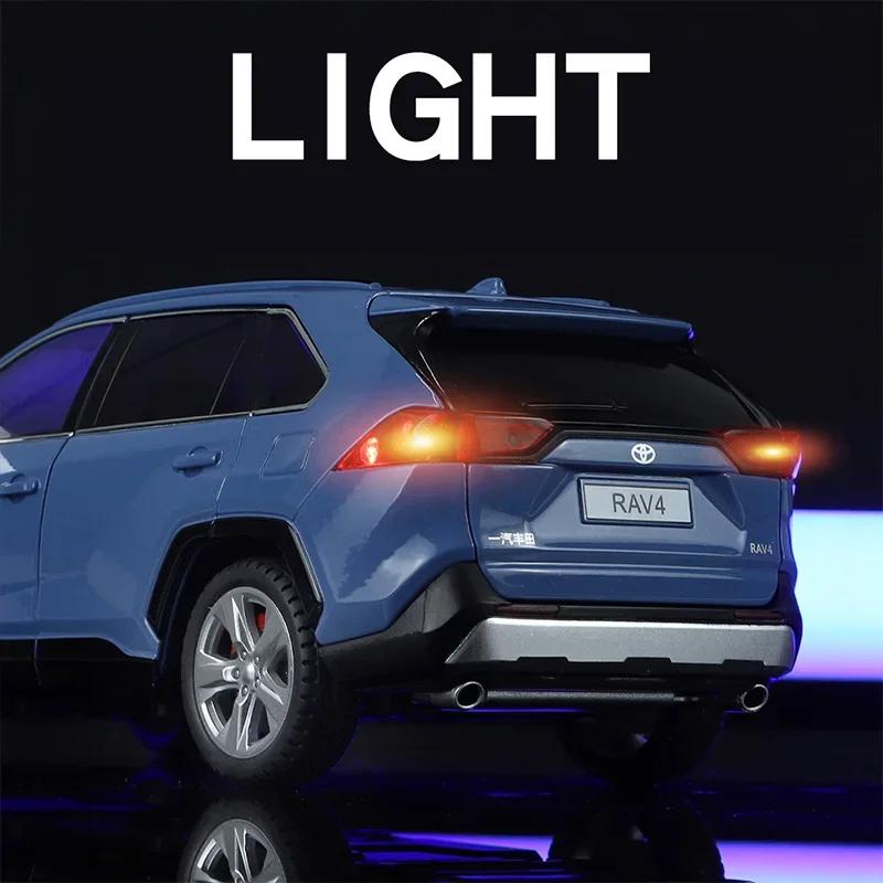 1/24 Scale Toyota RAV4 Off-Road SUV Model Car Metal Diecast Vehicle Simulation Collection Sound & Light Toy for Kids Boys Gift