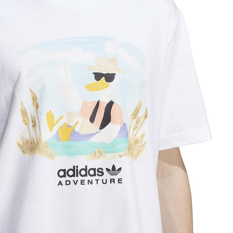Adidas Originals Adventure Graphic Tee With Letter Logo Cartoon Print Men Tops White HZ1145