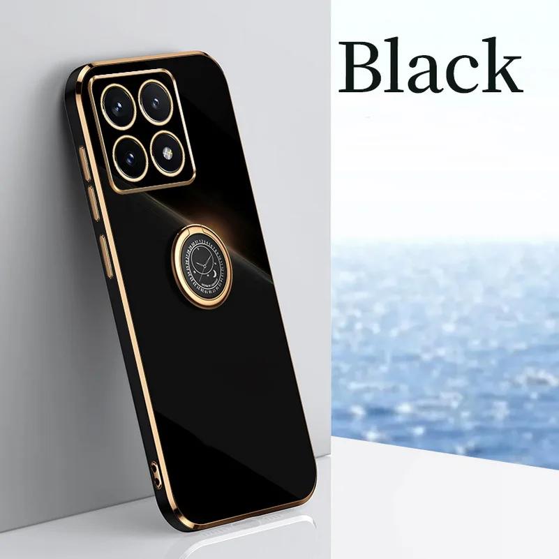 For Xiaomi 15T Pro Case Ring Stand Holder Phone Case For Xiaomi Mi 15 T Plating Bracket Soft Silicone Shockproof Back Cover
