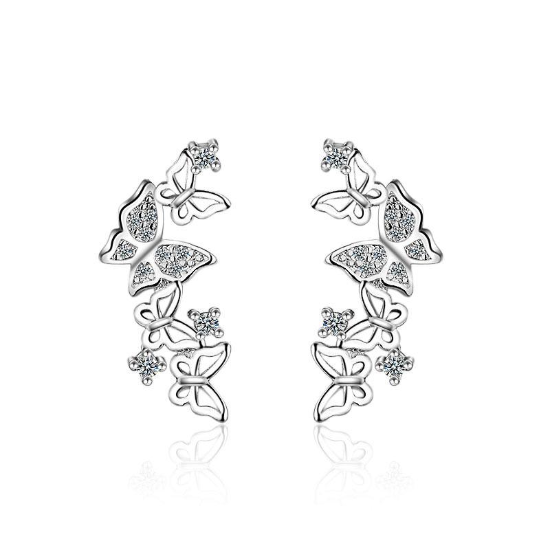 925 Sterling Silber Schmetterling Diamant Ohrringe für Damen - Schlichter, modischer Schmuck im koreanischen Stil