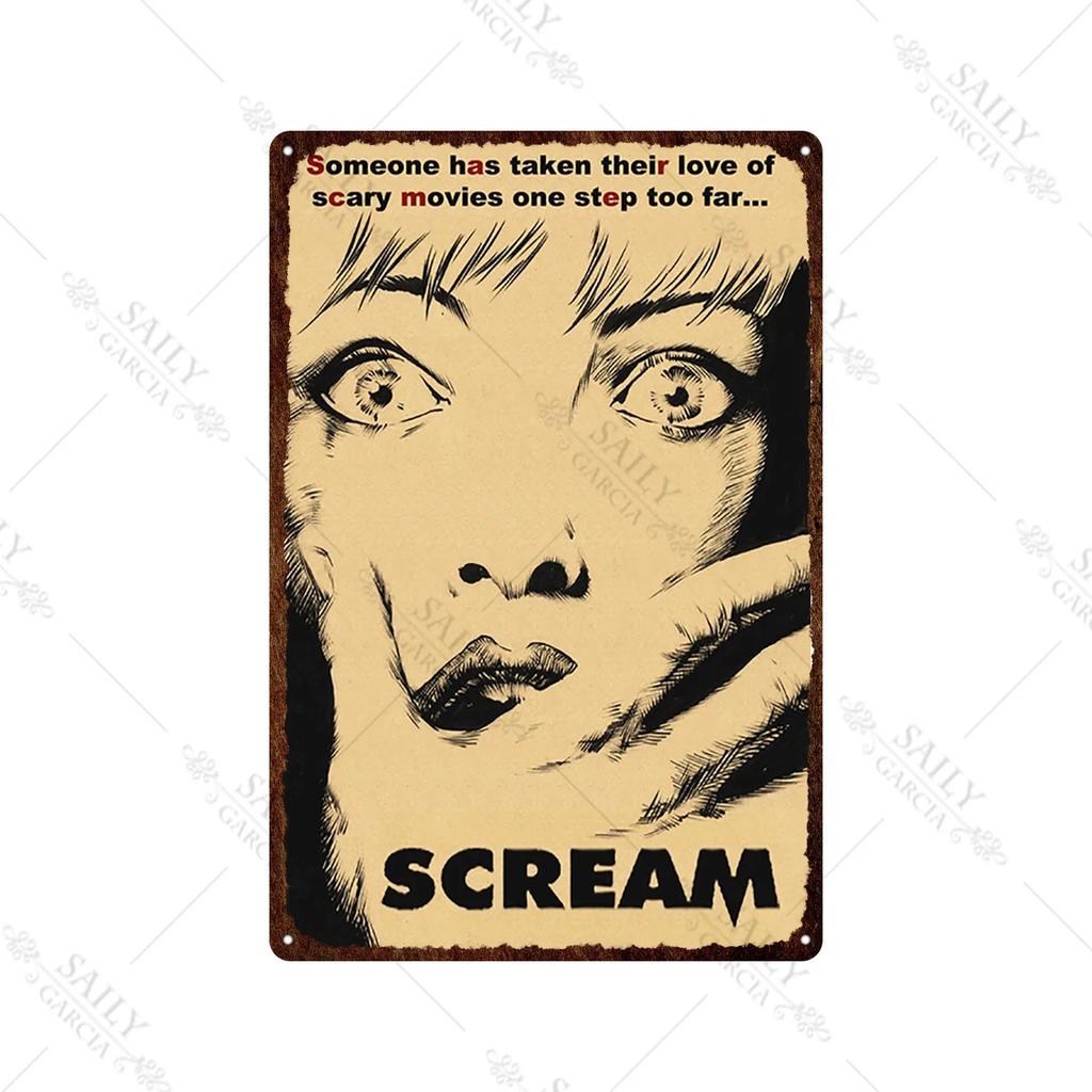 Scream Dead Horror Film Metal Tin Sign Posters Movies American Wall Art Metal Plates Man Cave Pub Bar Sign Metal Decor Plaques