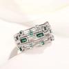 Huajie Elegant Women's Multi-layer Green Cubic Zirconia Stackable Set Ring Banquet Party Gift  Trend Tide