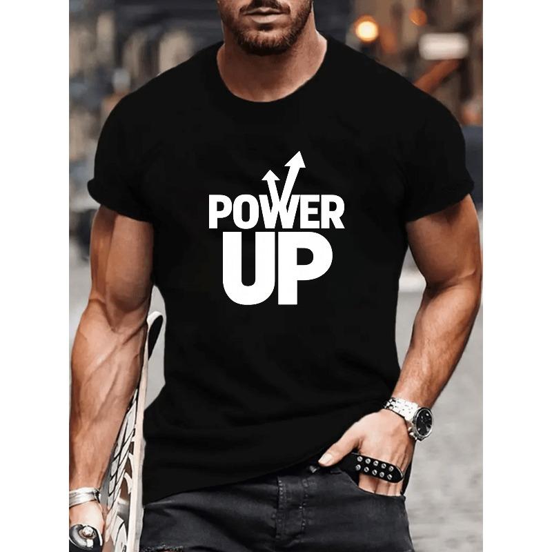 

Европейские размеры «POWER UP» Принт Стрелка с буквой, Подходит для занятий спортом на открытом воздухе, Повседневная одежда для выходных, Легкая, с круглым вырезом, с коротким рукавом, Универсальный топ на каждый день S чёрный