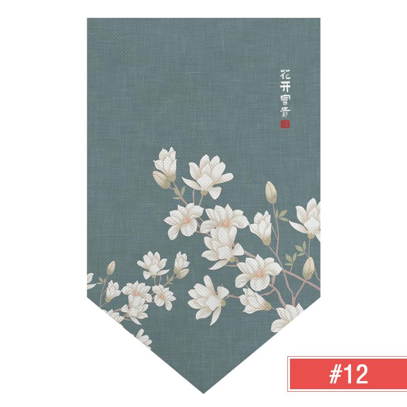 Chinese Half Curtain Ancient Style Lotus Printed Pennant Kitchen Door Short Curtain Home Bedroom Window Decor Window Shade