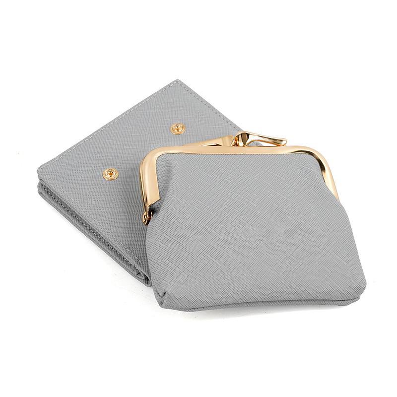 Women's Creative Iron Clip Wallet, High-End Mini Handheld Coin Bag with Light Gold Edges, Simple and Detachable Design