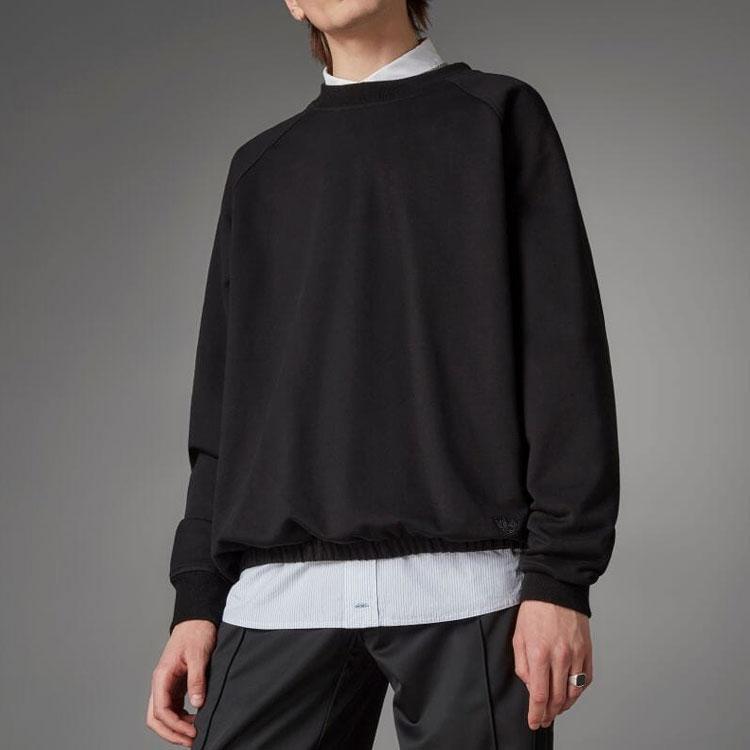 Adidas Originals Trefoil Solid Loose Casual Crew Neck Sweatshirt Men Tops Black HD2242