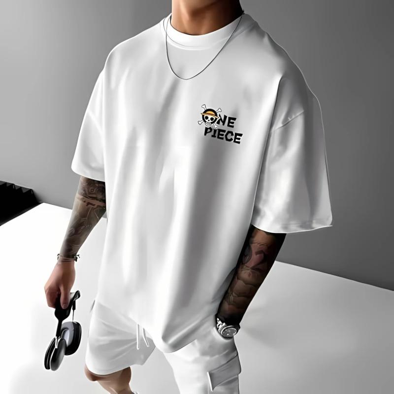 Men's Summer 100% Cotton Fashionable Casual Sports Loose Japanese Samurai Pattern Printed Round Neck Short Sleeve T-shirt Top